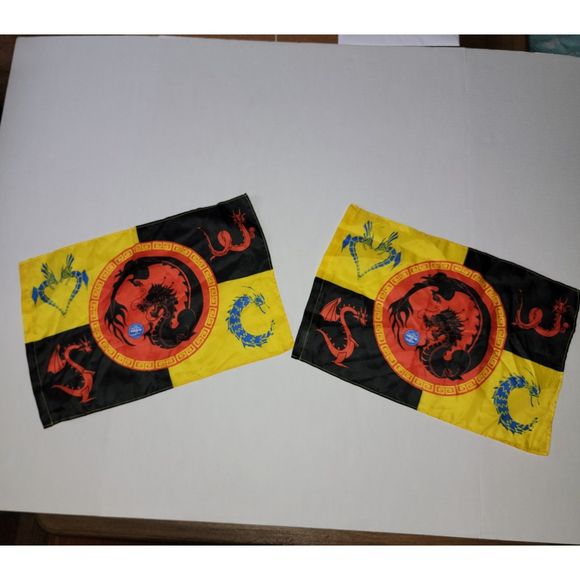 2 Ringling Brothers Small Silk Flags Dragons - Picture 1 of 6